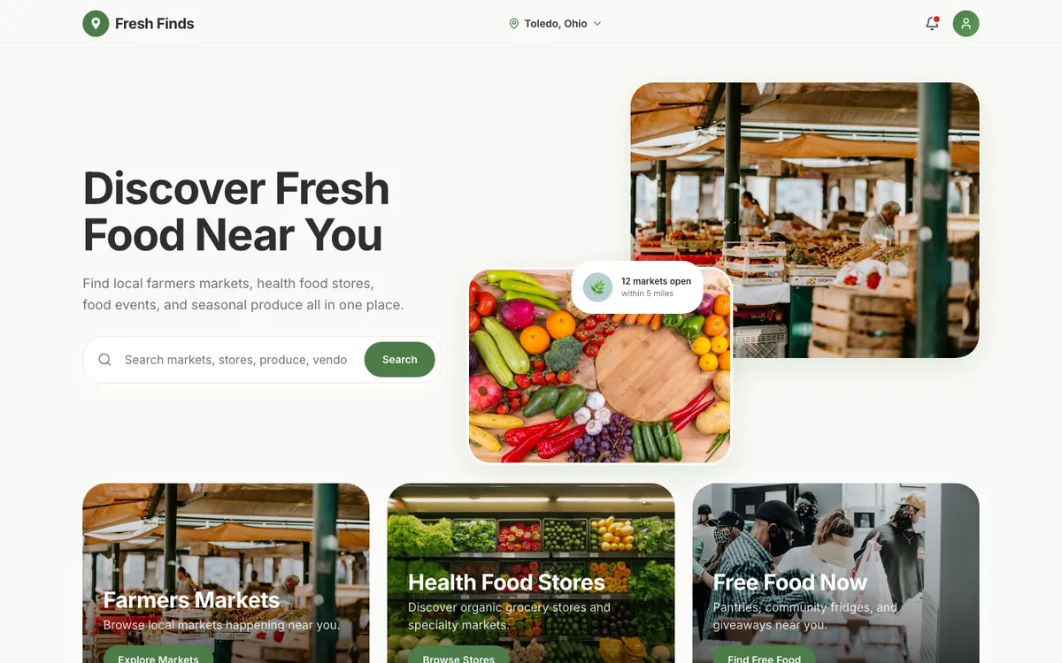 Fresh Finds home page