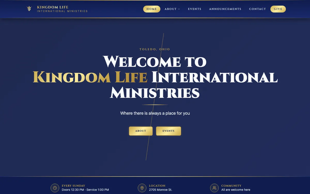 Kingdom Life International Ministries home page